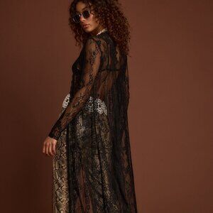 12th Tribe Ambrose Black Lace Kimono Size XS
